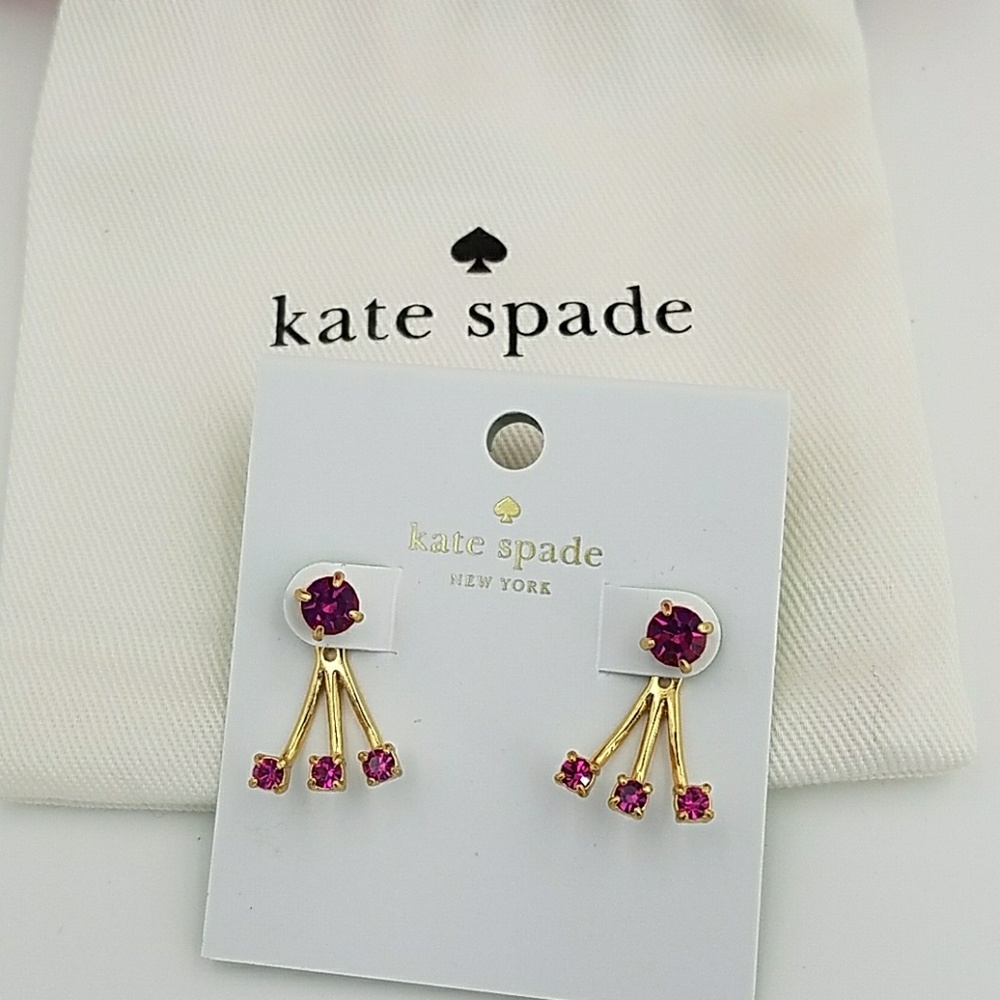 kate spade Dainty Sparklers Fuchsia Ear Jacket - Picture 1 of 5